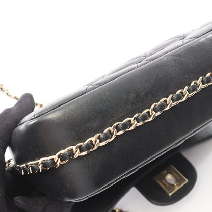 マトラッセ スモールフラップ チェーンショルダーバッグ ラムスキン ブラック ゴールド金具 シャネル バッグ CHANEL