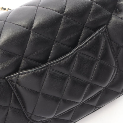 マトラッセ スモールフラップ チェーンショルダーバッグ ラムスキン ブラック ゴールド金具 シャネル バッグ CHANEL