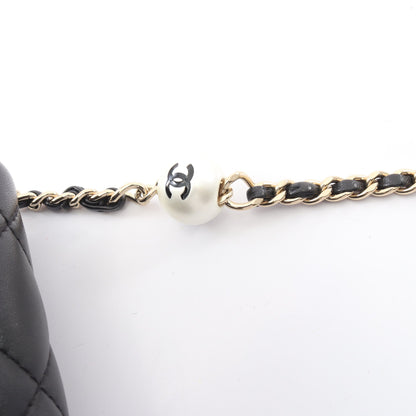 マトラッセ スモールフラップ チェーンショルダーバッグ ラムスキン ブラック ゴールド金具 シャネル バッグ CHANEL