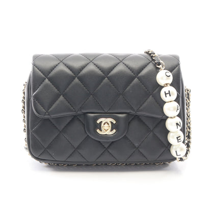 マトラッセ スモールフラップ チェーンショルダーバッグ ラムスキン ブラック ゴールド金具 シャネル バッグ CHANEL