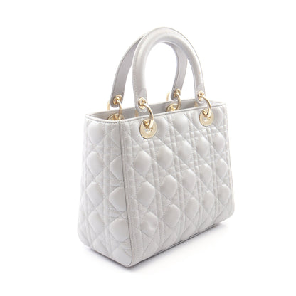 LADY DIOR レディディオール カナージュ 2WAY ハンドバッグ レザー グレー クリスチャンディオール バッグ Christian Dior
