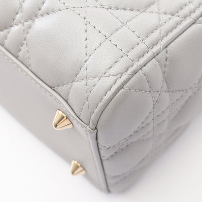 LADY DIOR レディディオール カナージュ 2WAY ハンドバッグ レザー グレー クリスチャンディオール バッグ Christian Dior