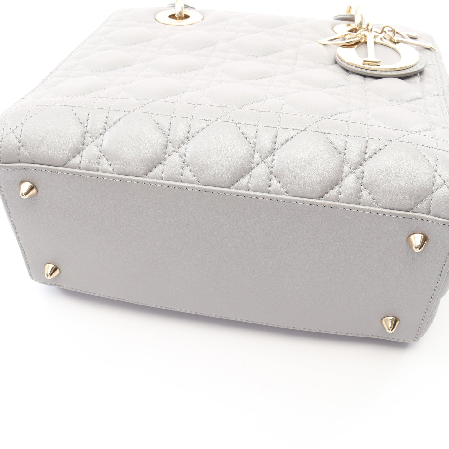 LADY DIOR レディディオール カナージュ 2WAY ハンドバッグ レザー グレー クリスチャンディオール バッグ Christian Dior