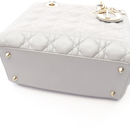 LADY DIOR レディディオール カナージュ 2WAY ハンドバッグ レザー グレー クリスチャンディオール バッグ Christian Dior