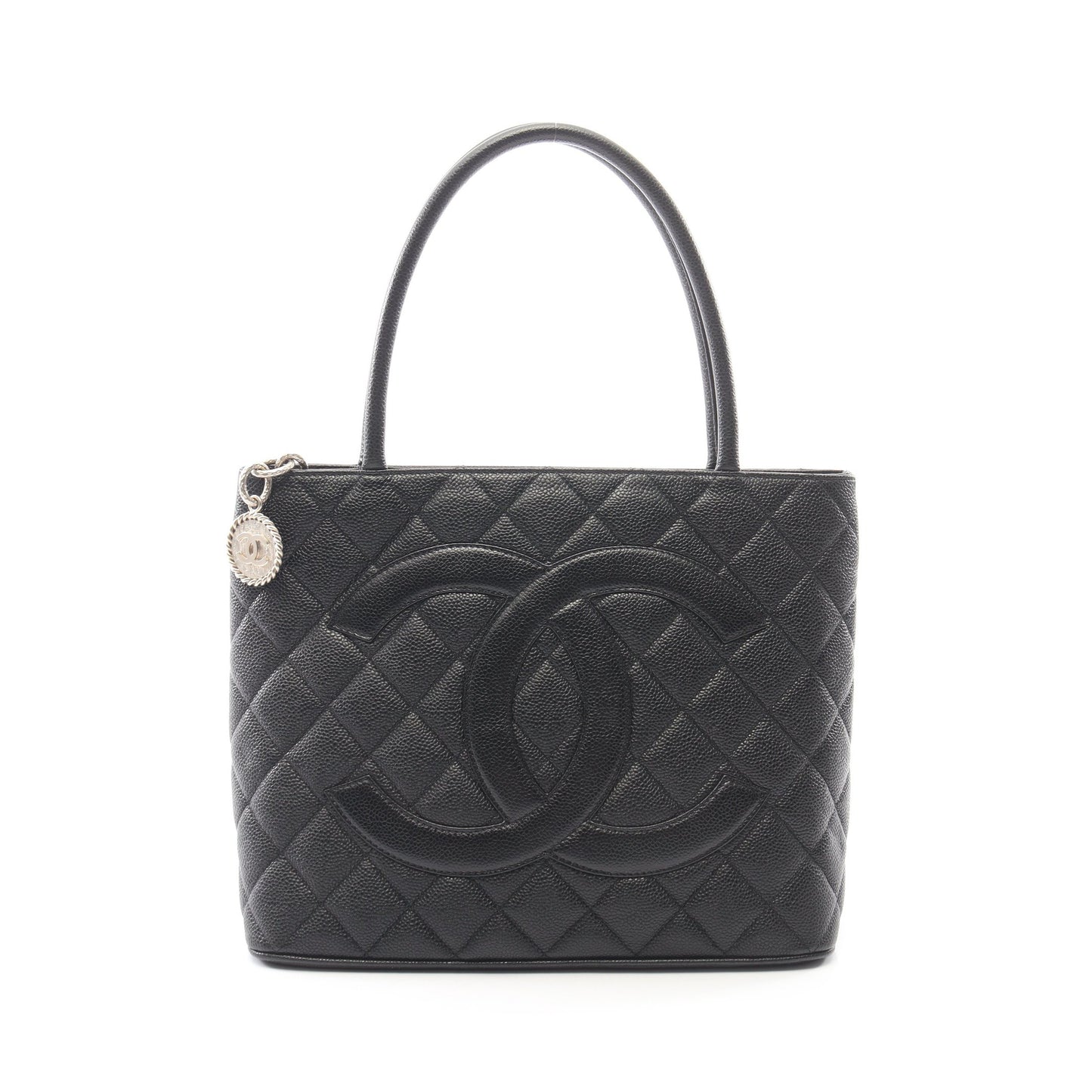 復刻トート ハンドバッグ トートバッグ キャビアスキン ブラック シルバー金具 シャネル バッグ CHANEL