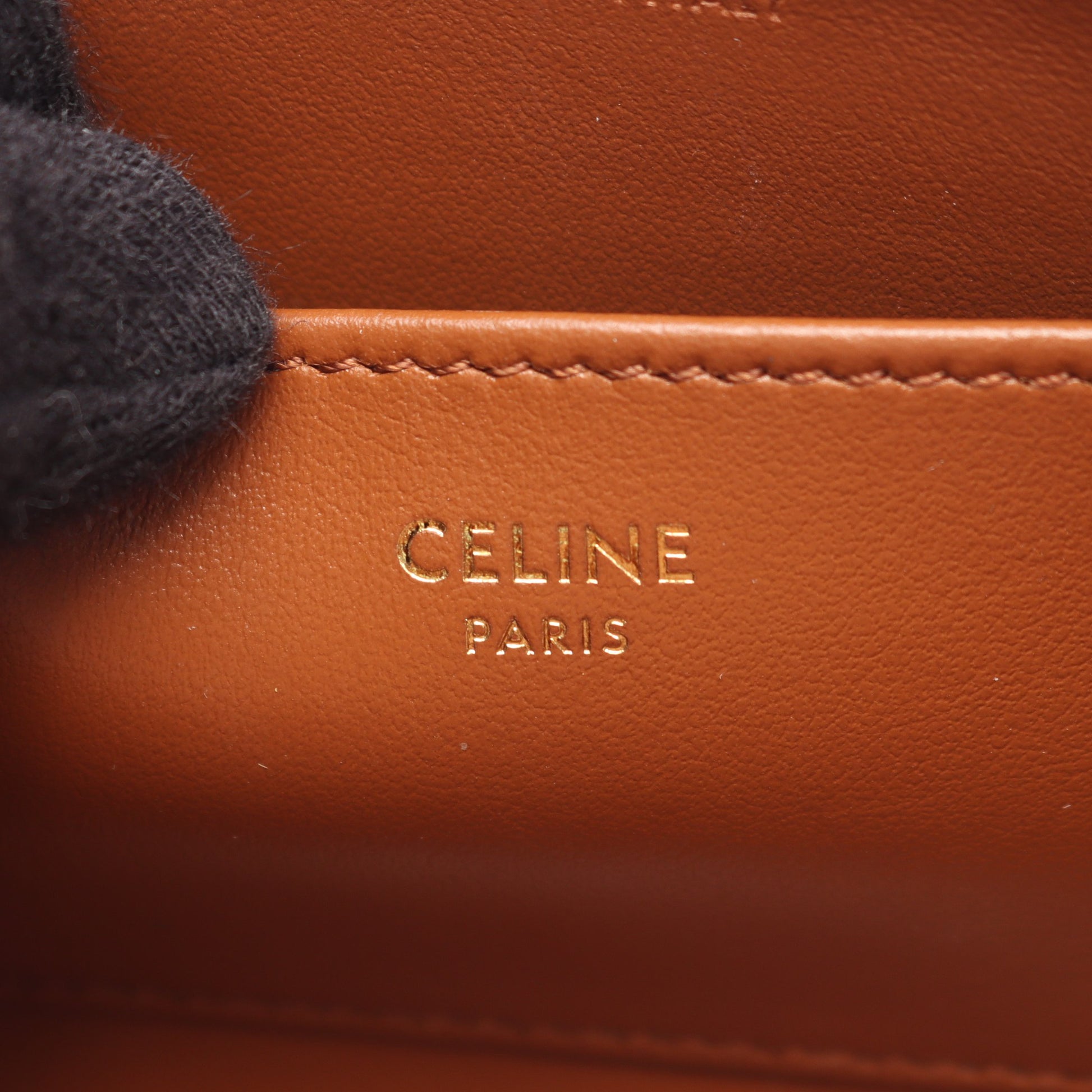 ミニ カメラ キュイル トリオンフ ショルダーバッグ レザー ブラウン セリーヌ バッグ CELINE
