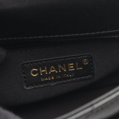 マトラッセ スモールフラップ チェーンショルダーバッグ キャビアスキン ブラック ゴールド金具 シャネル バッグ CHANEL