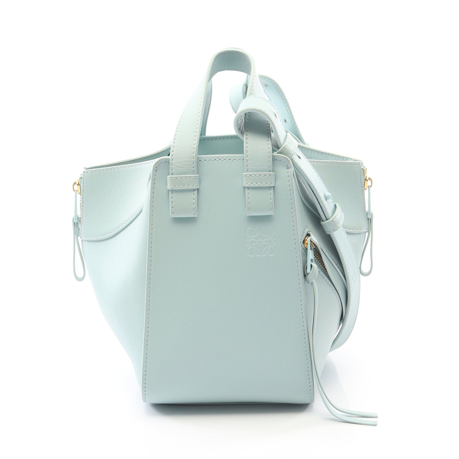 ハンモックバッグ コンパクト 2WAY ハンドバッグ レザー ライトブルー ロエベ バッグ LOEWE
