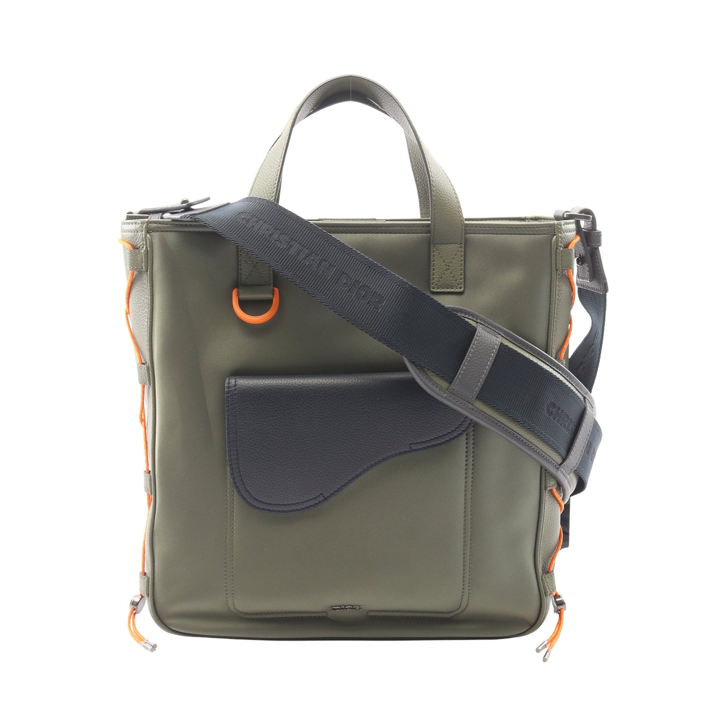 Christian Dior × sacai SADDLE 2WAY ハンドバッグ トートバッグ ナイロン レザー カーキグリーン ネイビー オレンジ クリスチャンディオール バッグ Christian Dior