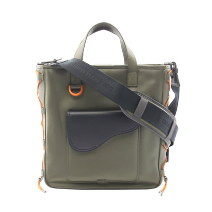 Christian Dior × sacai SADDLE 2WAY ハンドバッグ トートバッグ ナイロン レザー カーキグリーン ネイビー オレンジ クリスチャンディオール バッグ Christian Dior