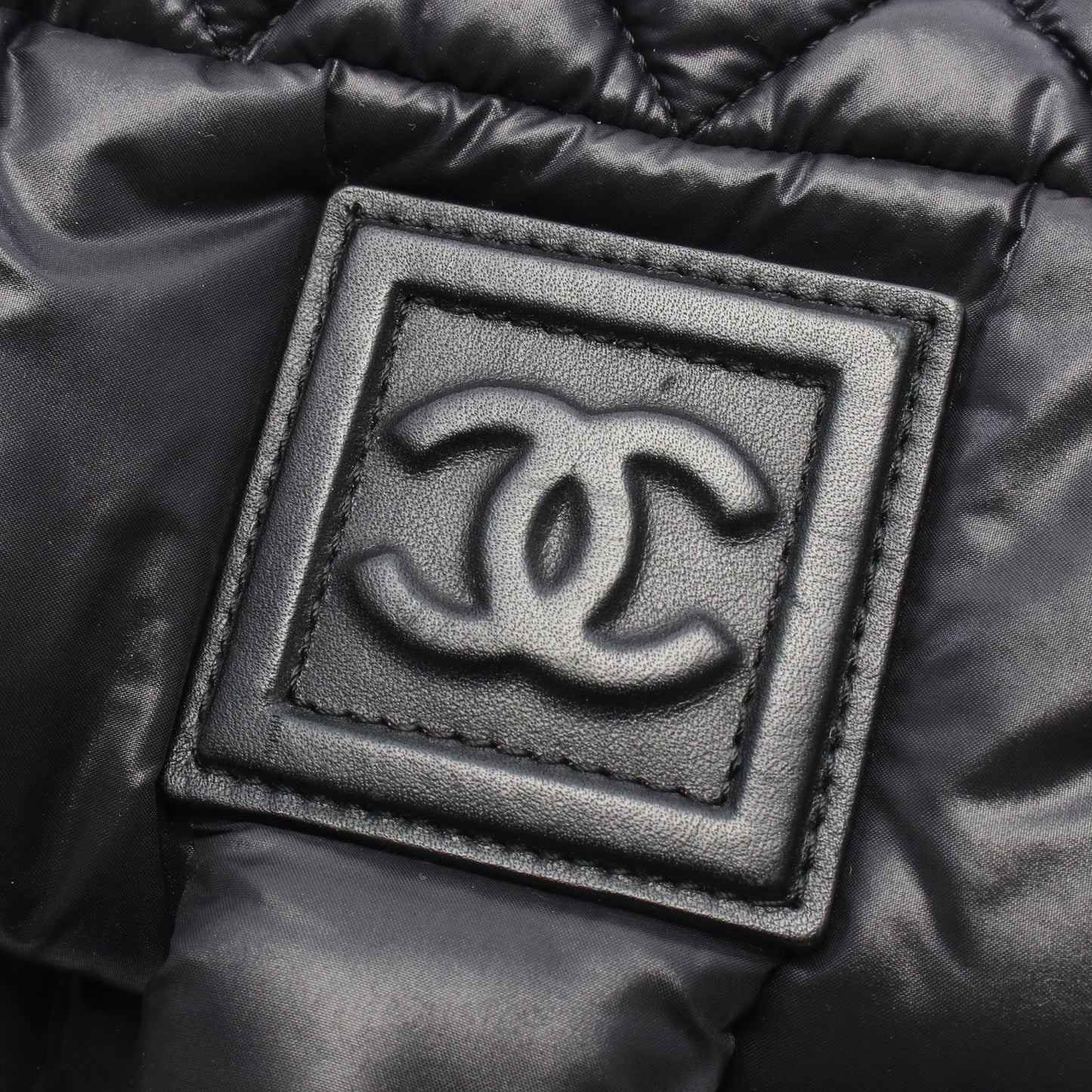 コココクーン ハンドバッグ ナイロン レザー ブラック シルバー金具 シャネル バッグ CHANEL