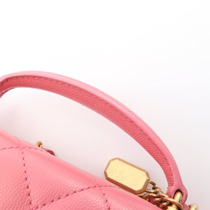 マトラッセ トップハンドル 2WAY チェーンショルダーバッグ キャビアスキン ピンク ゴールド金具 シャネル バッグ CHANEL