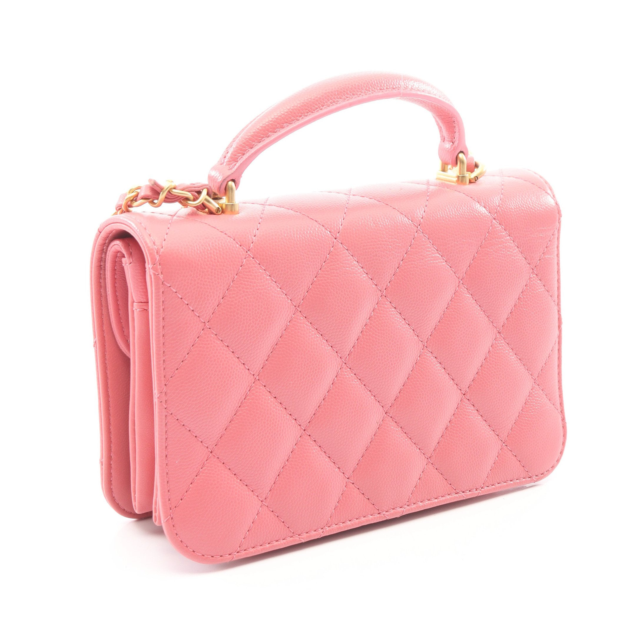 シャネル CHANEL バッグ マトラッセ レディース ブランド ショルダーバッグ スマホショルダー キャビアスキン ピンク ゴールド金具 ショルダーポーチ チェーンショルダー おしゃれ 【中古】 マトラッセ トップハンドル 2WAY チェーンショルダーバッグ キャビア