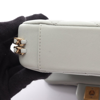 マトラッセ チェーンショルダーバッグ ラムスキン ブルーグレー ゴールド金具 シャネル バッグ CHANEL