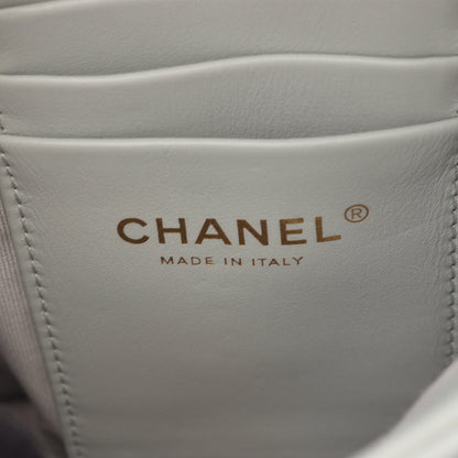 マトラッセ チェーンショルダーバッグ ラムスキン ブルーグレー ゴールド金具 シャネル バッグ CHANEL