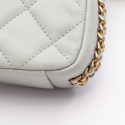 マトラッセ チェーンショルダーバッグ ラムスキン ブルーグレー ゴールド金具 シャネル バッグ CHANEL