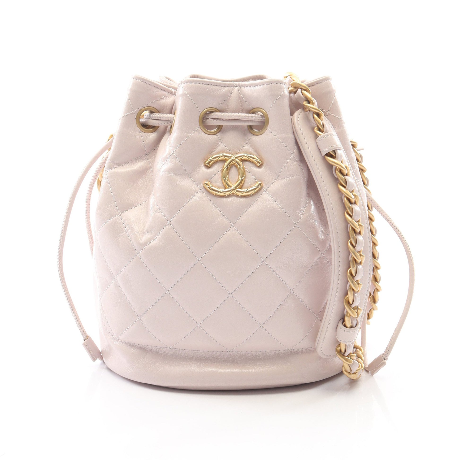 マトラッセ バケットバッグ チェーンショルダーバッグ レザー ライトピンク ゴールド金具 シャネル バッグ CHANEL