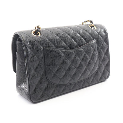 マトラッセ Wフラップ Wチェーンショルダーバッグ キャビアスキン ブラック ゴールド金具 シャネル バッグ CHANEL
