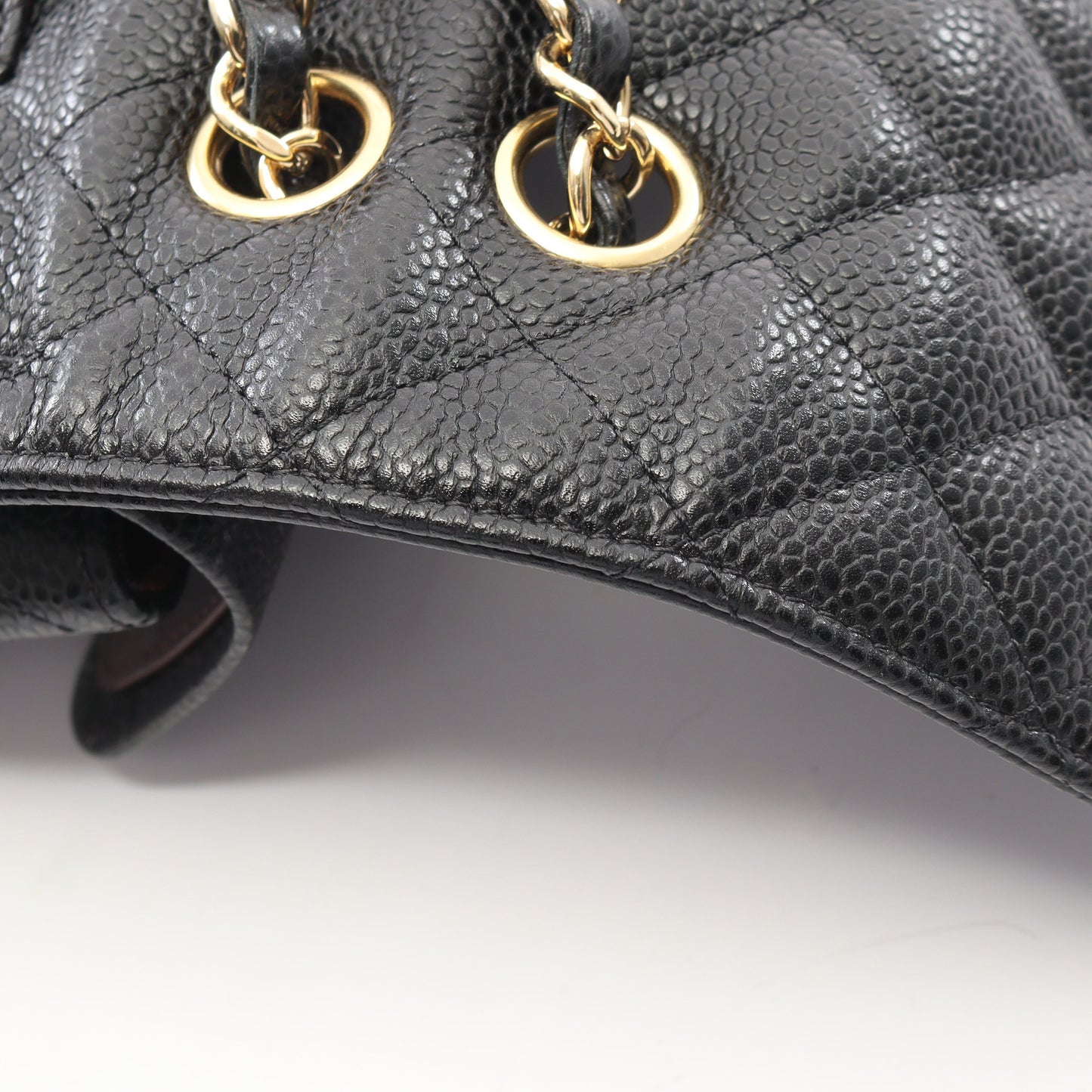 マトラッセ Wフラップ Wチェーンショルダーバッグ キャビアスキン ブラック ゴールド金具 シャネル バッグ CHANEL