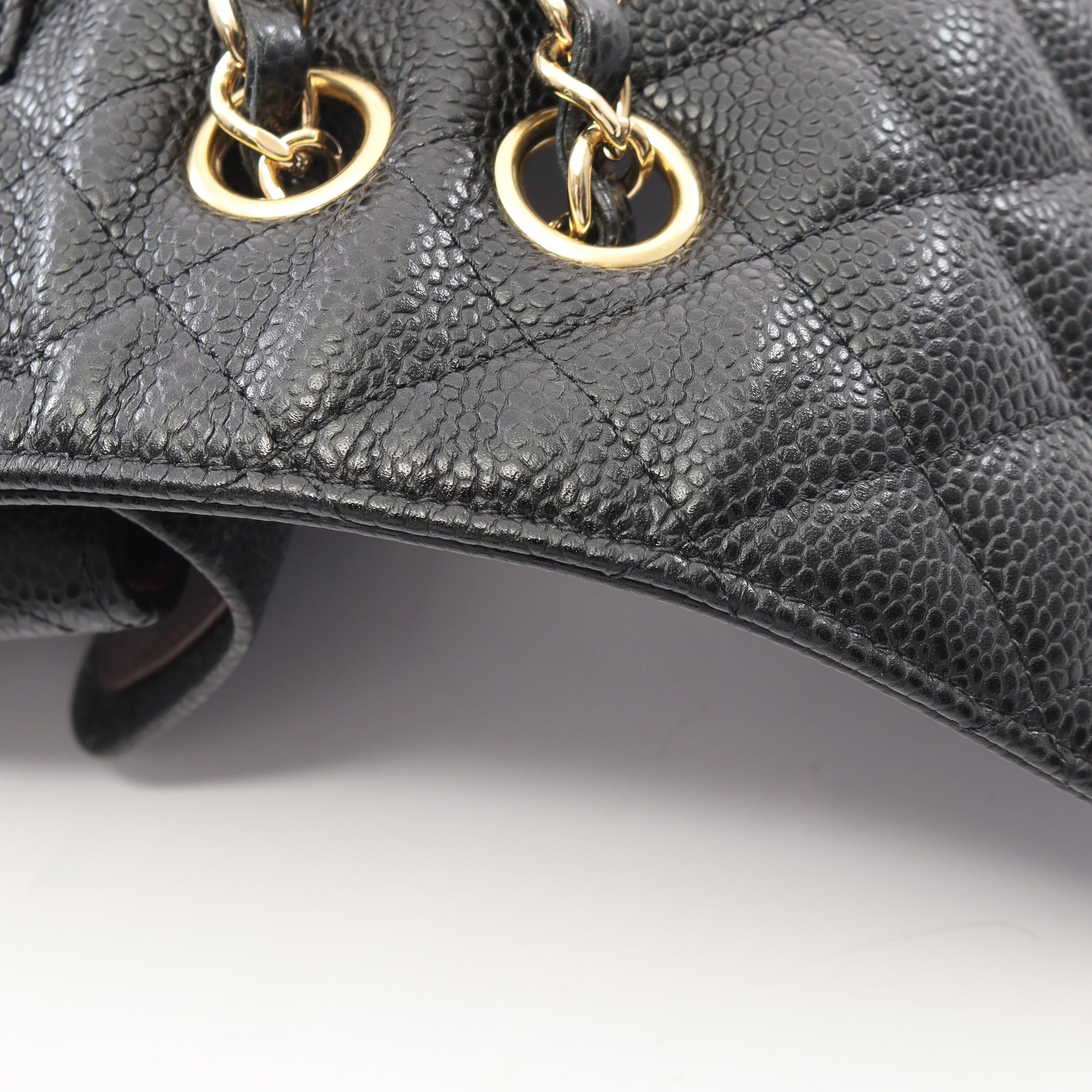 マトラッセ Wフラップ Wチェーンショルダーバッグ キャビアスキン ブラック ゴールド金具 シャネル バッグ CHANEL