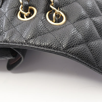 マトラッセ Wフラップ Wチェーンショルダーバッグ キャビアスキン ブラック ゴールド金具 シャネル バッグ CHANEL