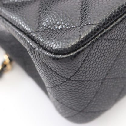 マトラッセ Wフラップ Wチェーンショルダーバッグ キャビアスキン ブラック ゴールド金具 シャネル バッグ CHANEL