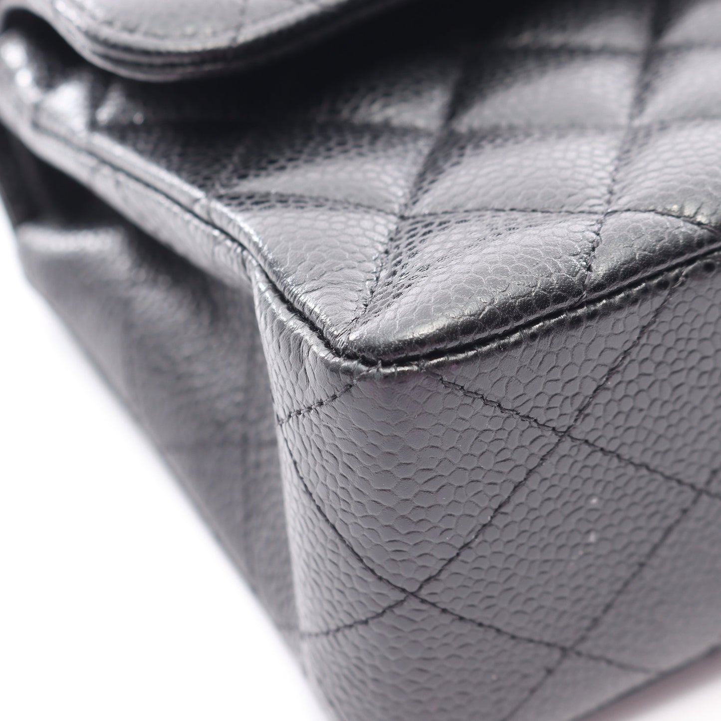 マトラッセ Wフラップ Wチェーンショルダーバッグ キャビアスキン ブラック シルバー金具 シャネル バッグ CHANEL