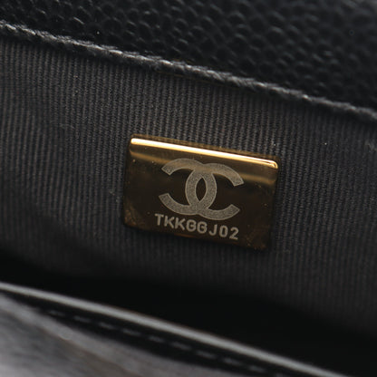 ミニマトラッセ CCスネーク Wチェーンショルダーバッグ キャビアスキン ブラック ゴールド金具 シャネル バッグ CHANEL