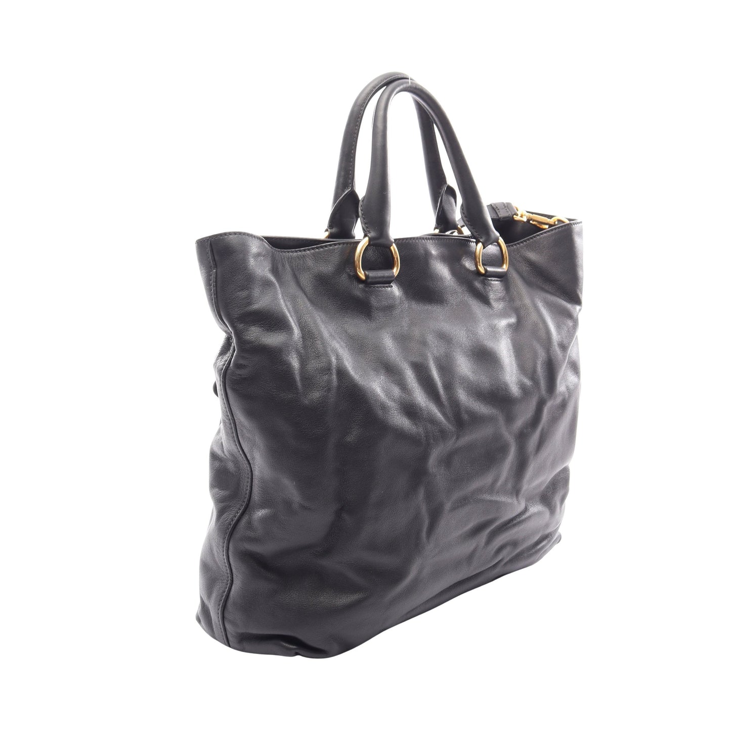 SOFT CALF 2WAY ハンドバッグ トートバッグ レザー ブラック プラダ バッグ PRADA
