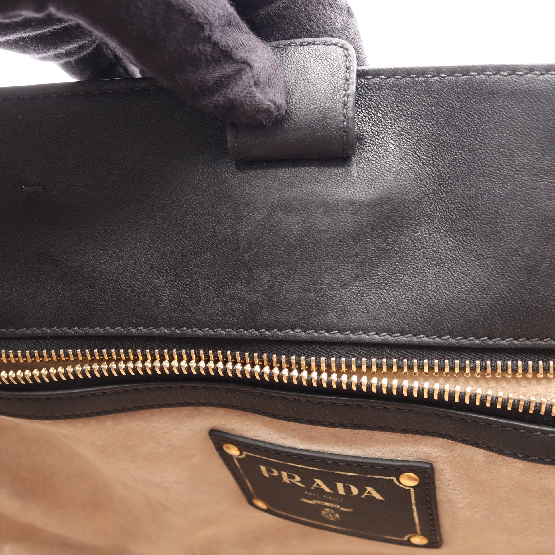 SOFT CALF 2WAY ハンドバッグ トートバッグ レザー ブラック プラダ バッグ PRADA