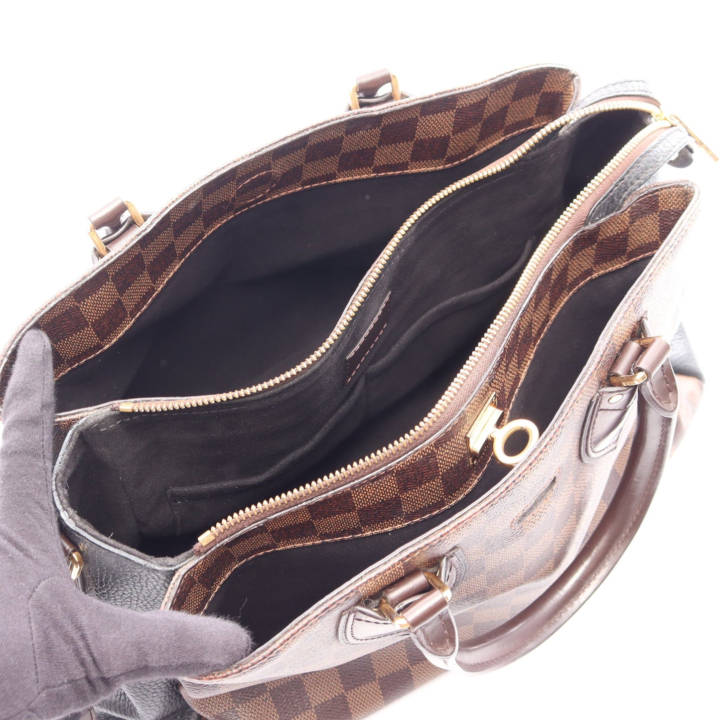 ノルマンディー ダミエエベヌ ノワール 2WAY ハンドバッグ PVC レザー ブラウン ブラック ルイヴィトン バッグ LOUIS VUITTON