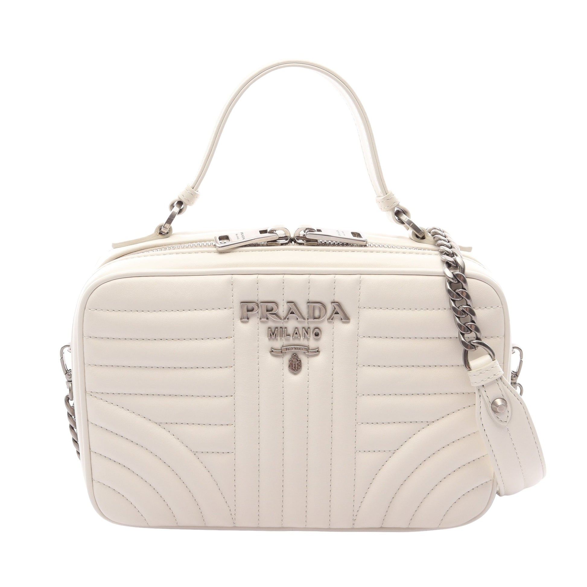 ダイアグラム 2WAY ハンドバッグ レザー ホワイト プラダ バッグ PRADA