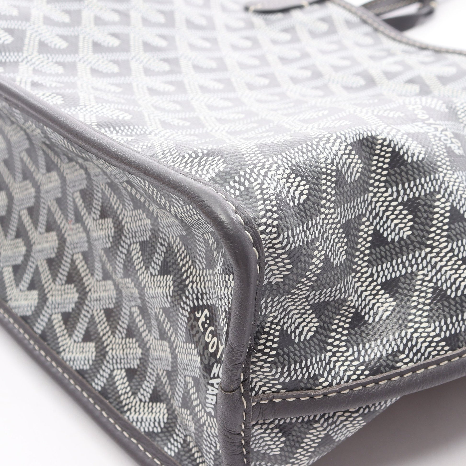 アンジュ ミニポーチ リバーシブル ハンドバッグ トートバッグ コーティングキャンバス レザー グレー ゴヤール バッグ GOYARD