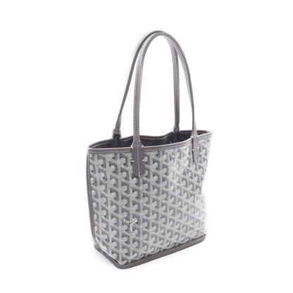 アンジュ ミニポーチ リバーシブル ハンドバッグ トートバッグ コーティングキャンバス レザー グレー ゴヤール バッグ GOYARD