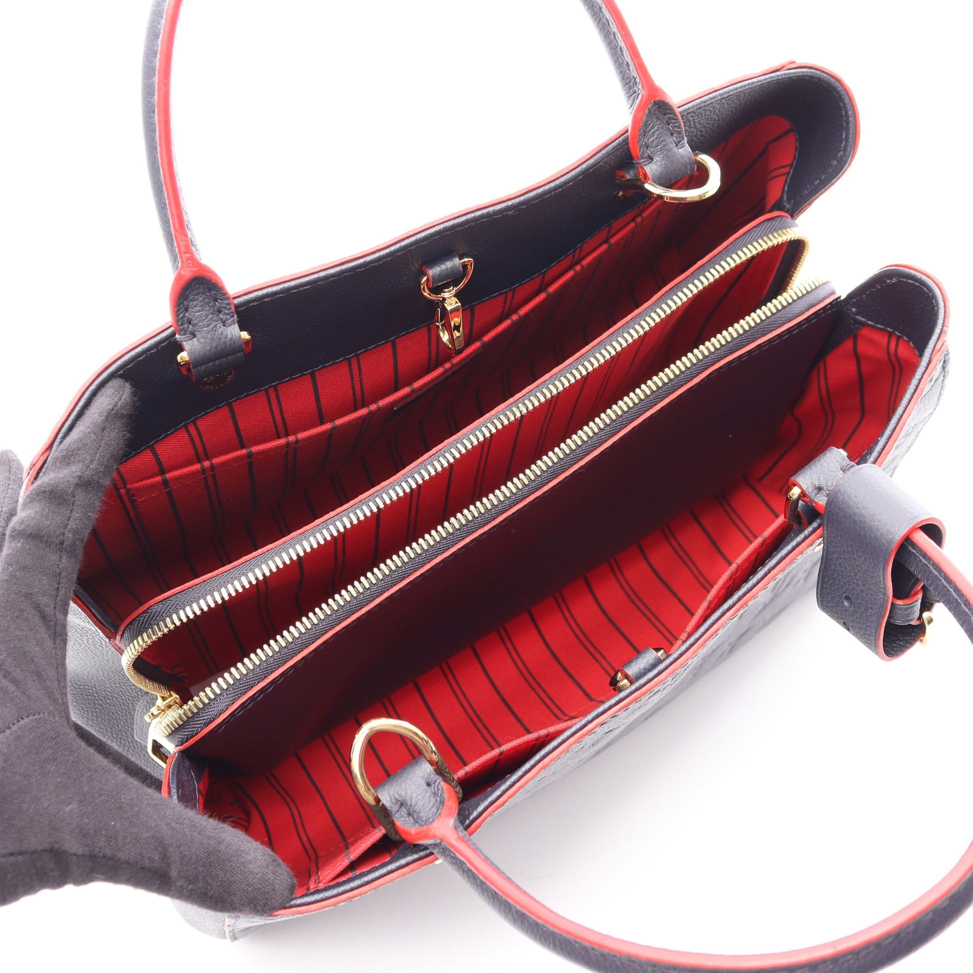 モンテーニュMM モノグラムアンプラント マリーヌルージュ 2WAY ハンドバッグ レザー ネイビー ルイヴィトン バッグ LOUIS VUITTON