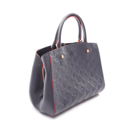 モンテーニュMM モノグラムアンプラント マリーヌルージュ 2WAY ハンドバッグ レザー ネイビー ルイヴィトン バッグ LOUIS VUITTON