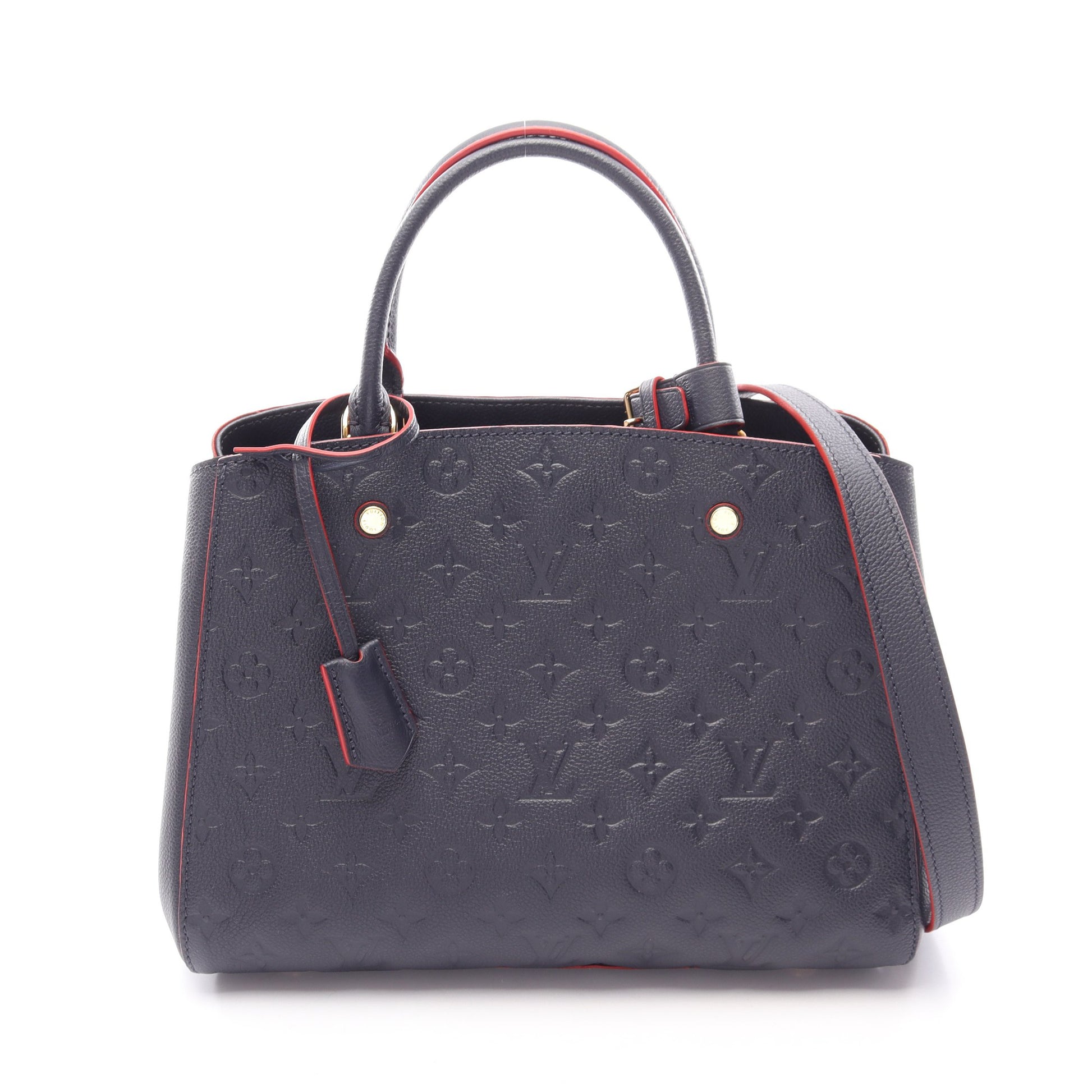 モンテーニュMM モノグラムアンプラント マリーヌルージュ 2WAY ハンドバッグ レザー ネイビー ルイヴィトン バッグ LOUIS VUITTON