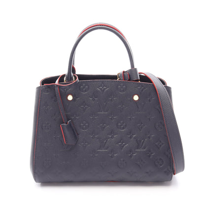 モンテーニュMM モノグラムアンプラント マリーヌルージュ 2WAY ハンドバッグ レザー ネイビー ルイヴィトン バッグ LOUIS VUITTON
