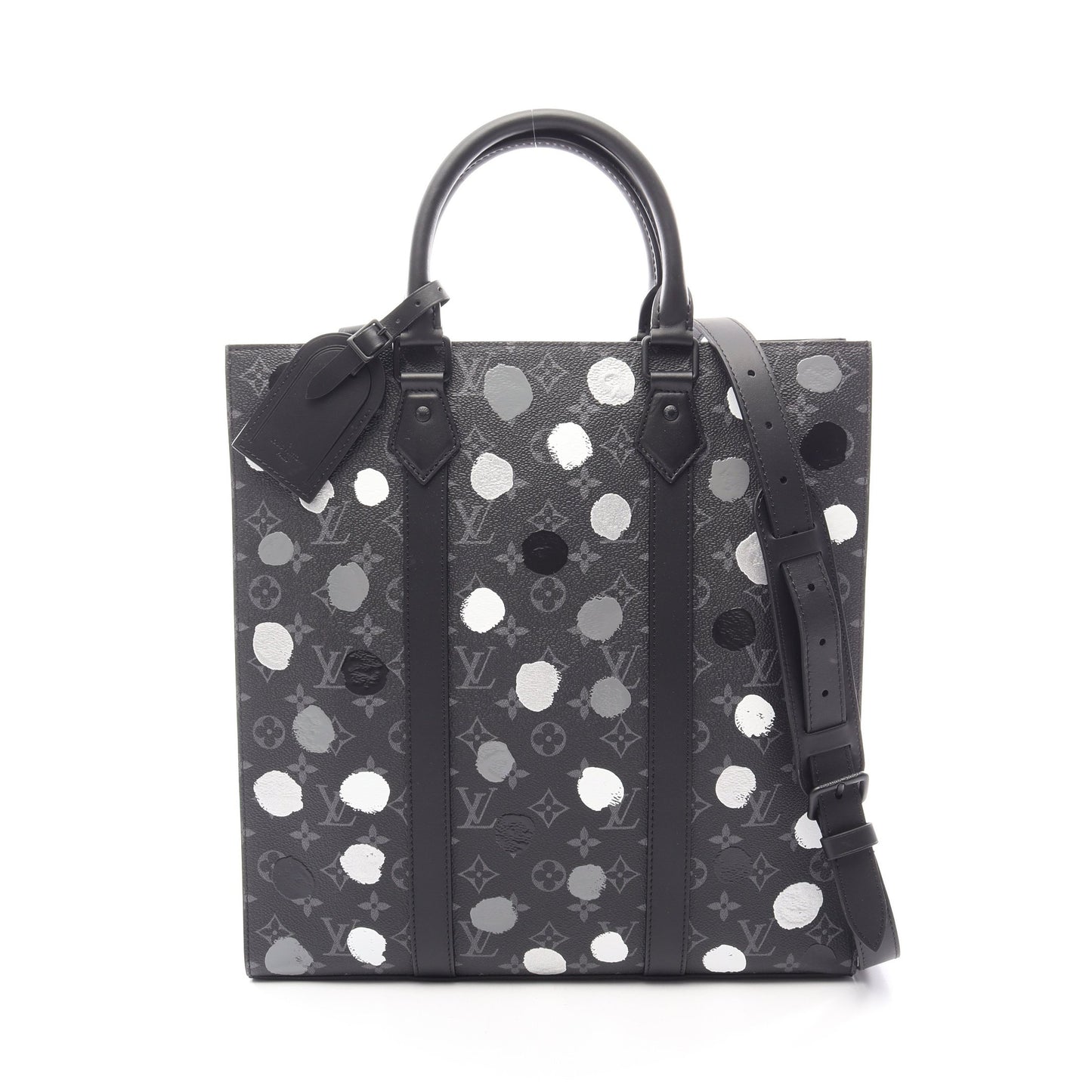 LOUIS VUITTON × yayoi kusama サックプラ モノグラムエクリプス 2WAY ハンドバッグ トートバッグ PVC レザー ブラック グレー ホワイト ルイヴィトン バッグ LOUIS VUITTON