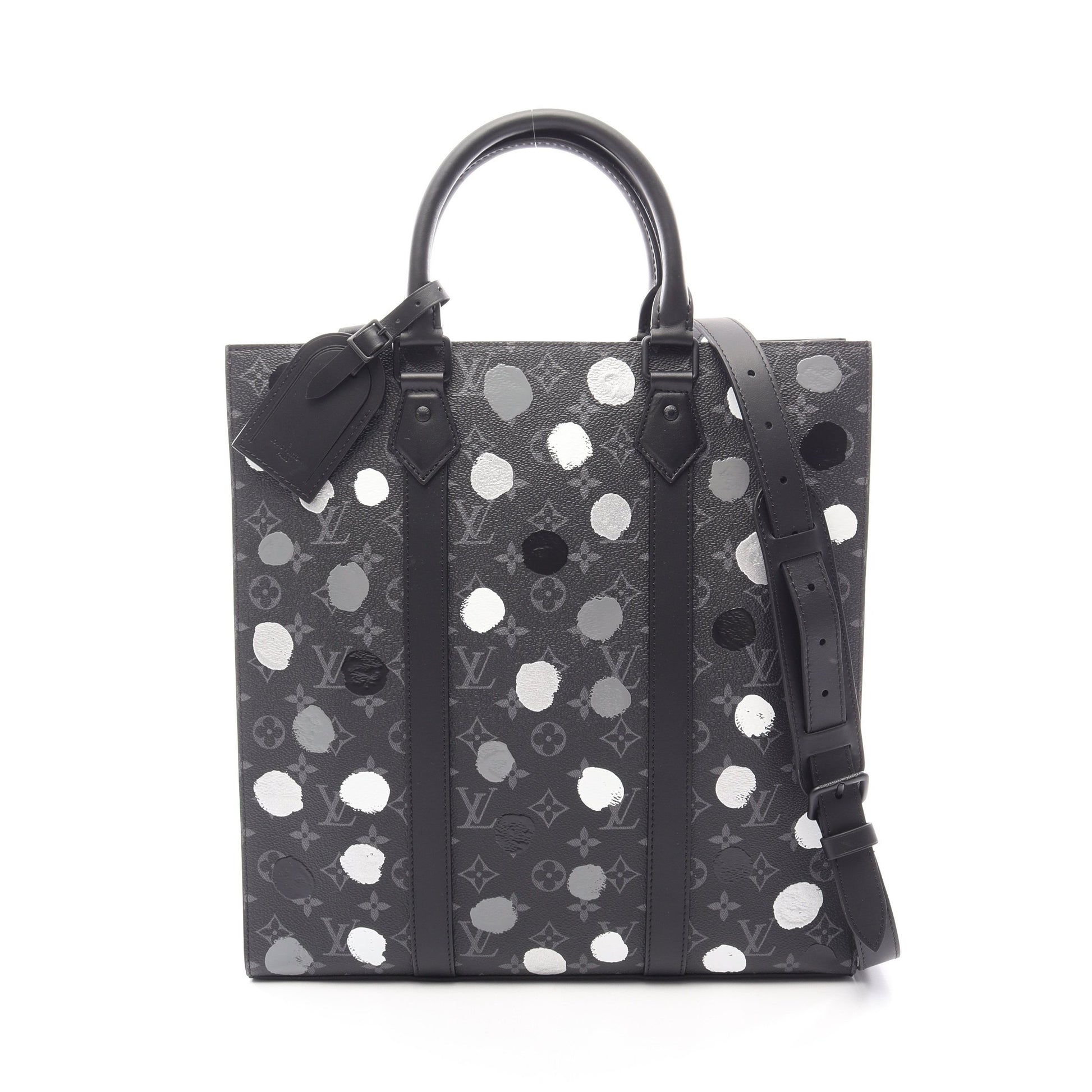 LOUIS VUITTON × yayoi kusama サックプラ モノグラムエクリプス 2WAY ハンドバッグ トートバッグ PVC レザー ブラック グレー ホワイト ルイヴィトン バッグ LOUIS VUITTON