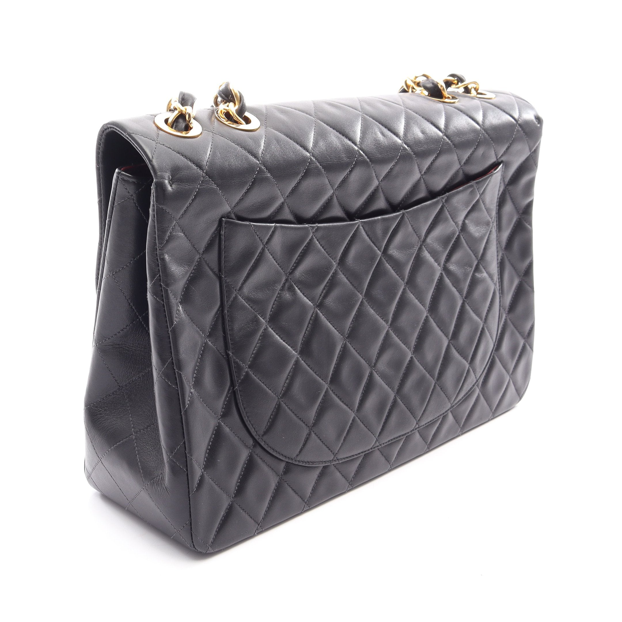 シャネル デカマトラッセ34 ショルダーバッグ ラムスキン ブラック レディース CHANEL  中古 CHANEL シャネル デカマトラッセ34 ショルダーバッグ ラムスキン
