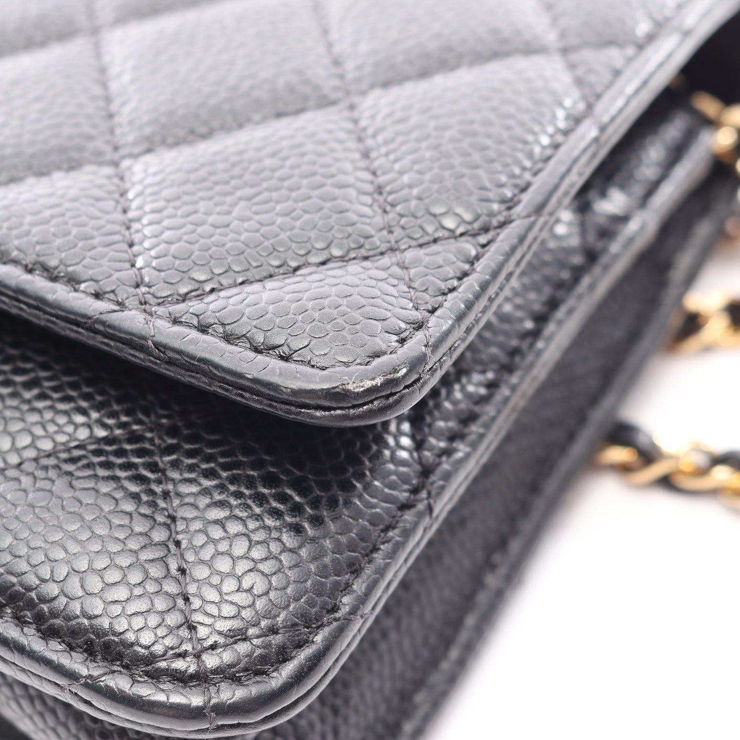 マトラッセ チェーンウォレット キャビアスキン ブラック ゴールド金具 シャネル バッグ CHANEL