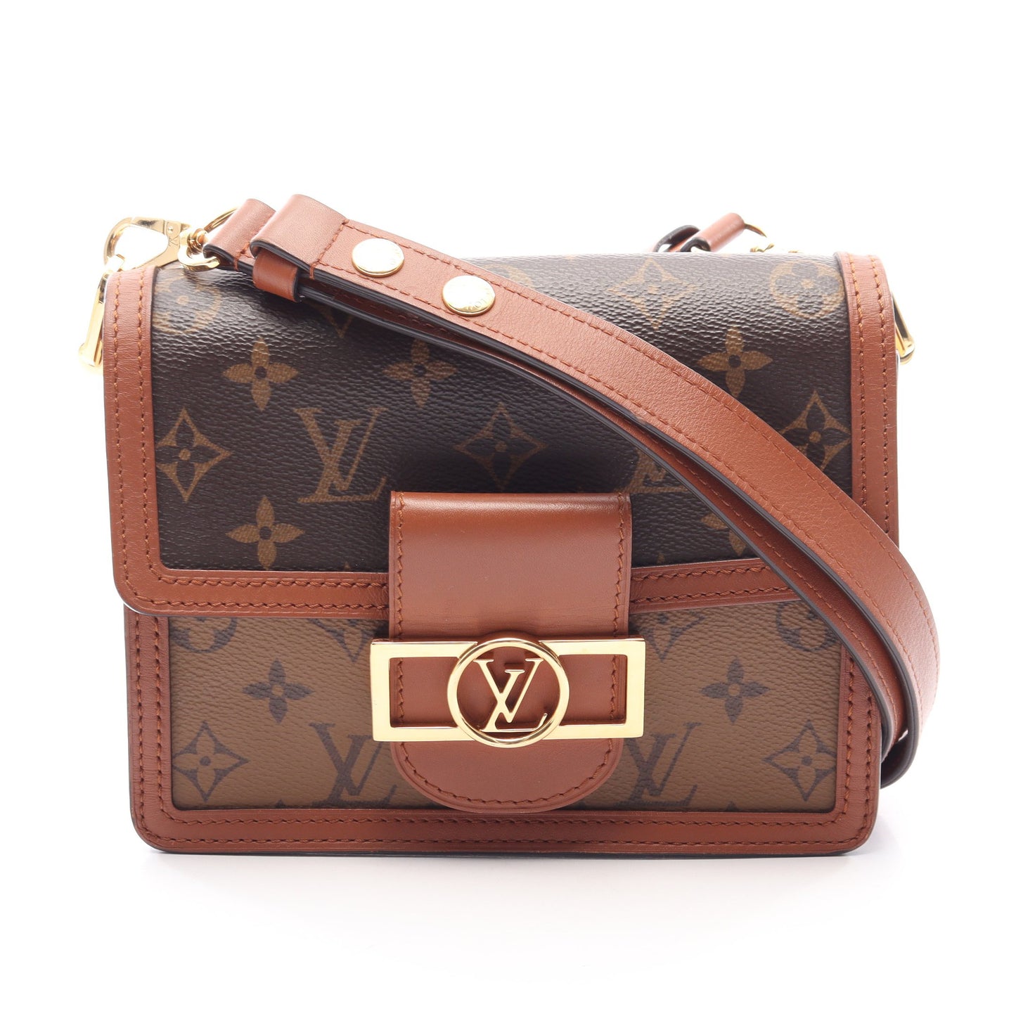 ドーフィーヌ MINI モノグラムリバース ショルダーバッグ PVC レザー ブラウン ベージュ ルイヴィトン バッグ LOUIS VUITTON