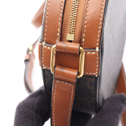 ラウンドパース トリオンフ ショルダーバッグ PVC レザー ブラック ブラウン セリーヌ バッグ CELINE