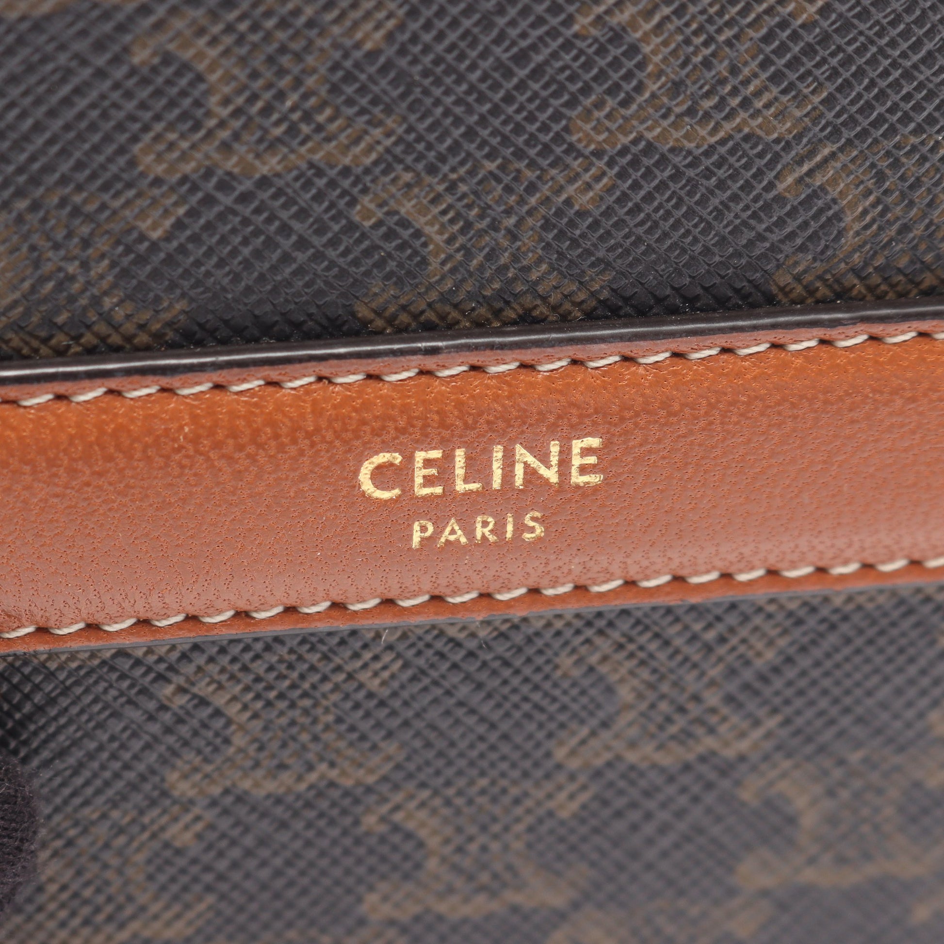 ラウンドパース トリオンフ ショルダーバッグ PVC レザー ブラック ブラウン セリーヌ バッグ CELINE