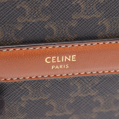 ラウンドパース トリオンフ ショルダーバッグ PVC レザー ブラック ブラウン セリーヌ バッグ CELINE