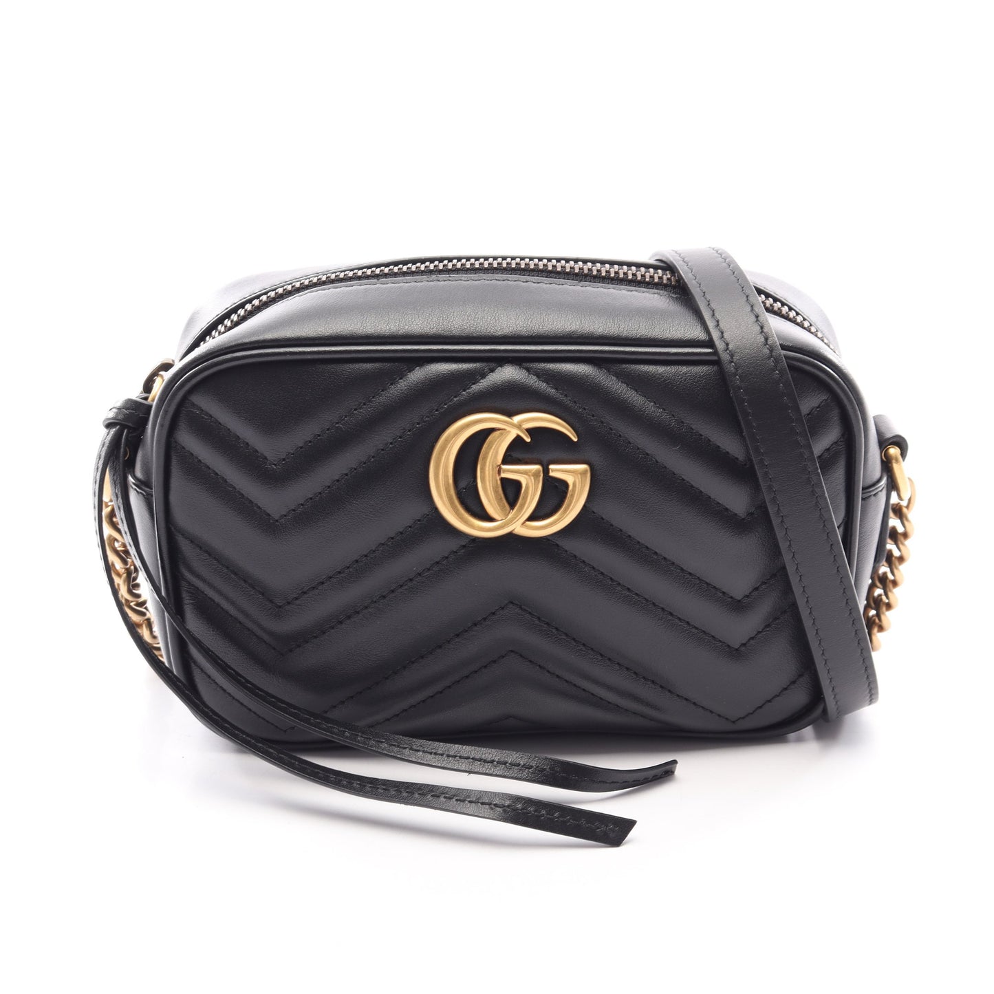 GGマーモント キルティング ミニバッグ チェーンショルダーバッグ レザー ブラック グッチ バッグ GUCCI