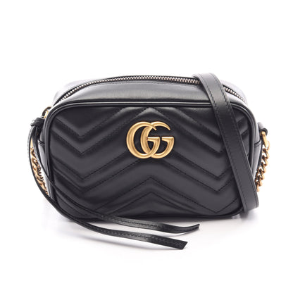 GGマーモント キルティング ミニバッグ チェーンショルダーバッグ レザー ブラック グッチ バッグ GUCCI