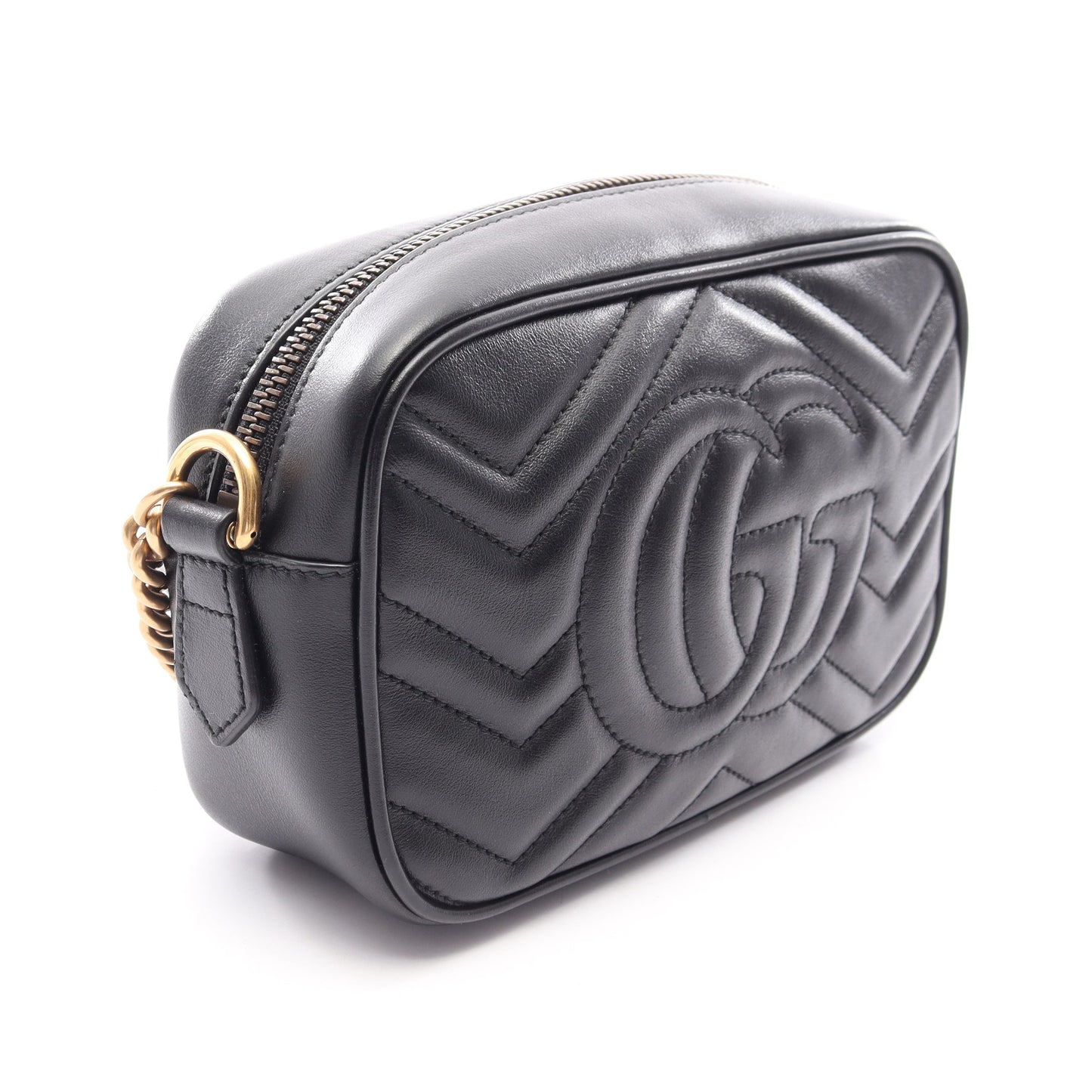 GGマーモント キルティング ミニバッグ チェーンショルダーバッグ レザー ブラック グッチ バッグ GUCCI