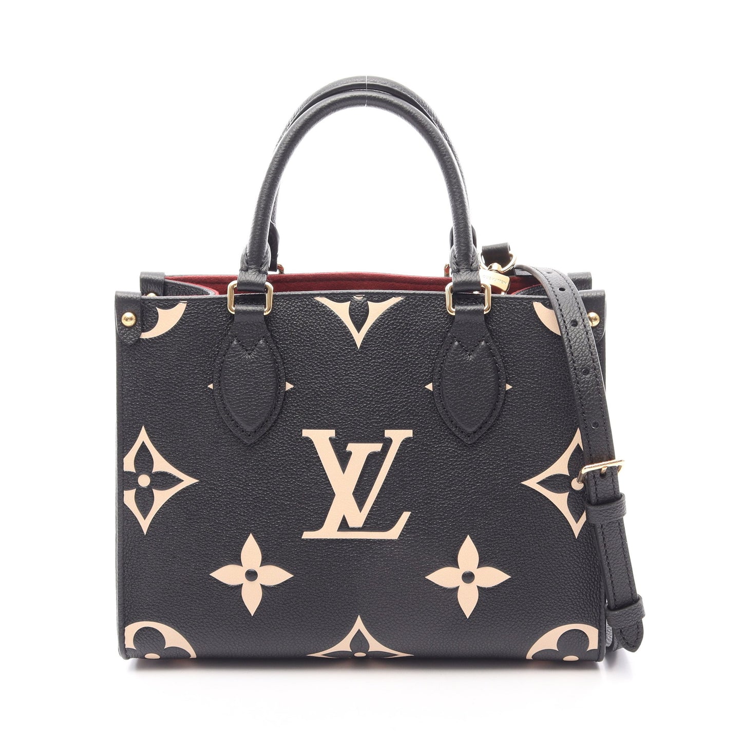 オンザゴーPM バイカラー モノグラムアンプラント 2WAY ハンドバッグ レザー ブラック ベージュ ルイヴィトン バッグ LOUIS VUITTON